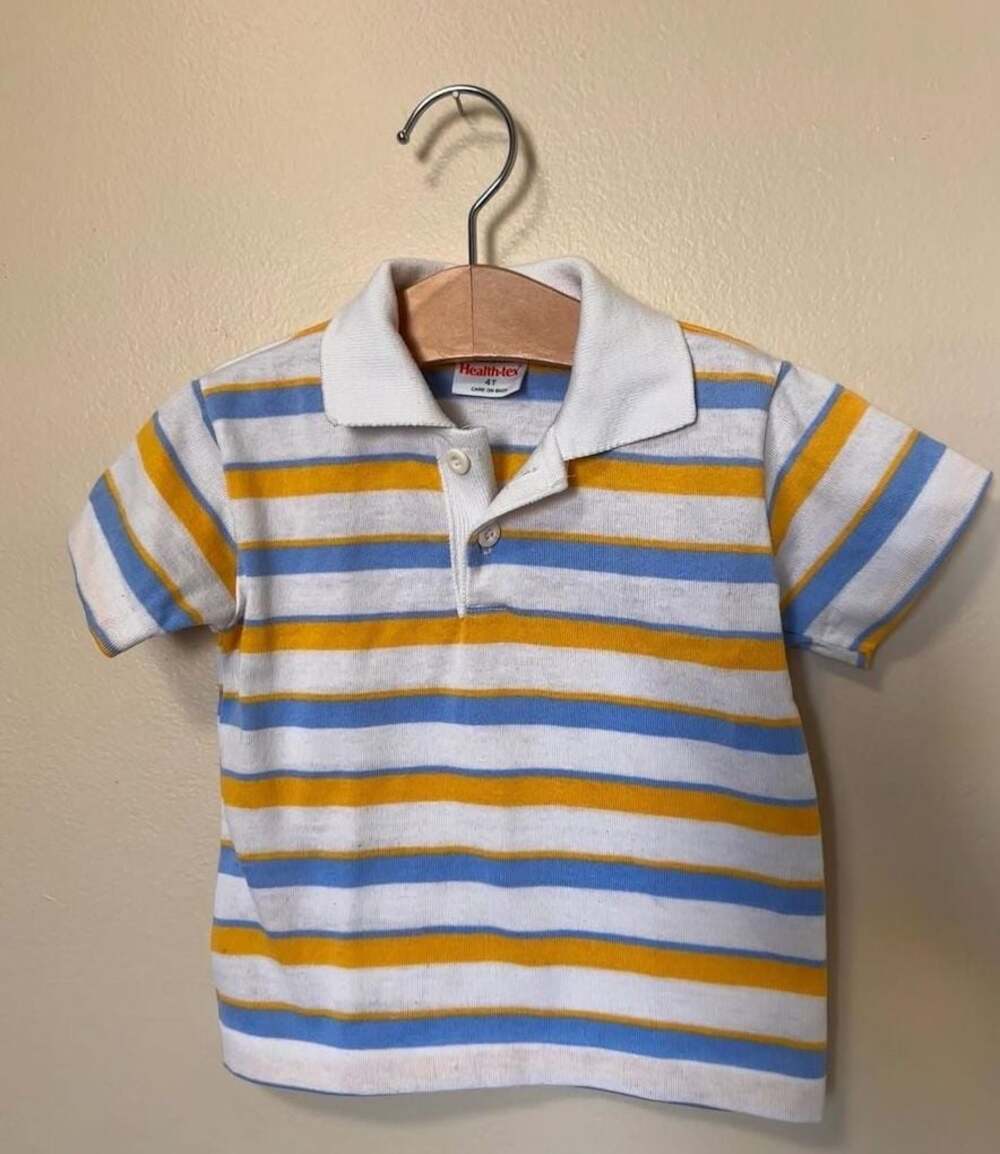 Vintage Health-tex Toddler Boys Short Sleeve Striped Polo Shirt 4T